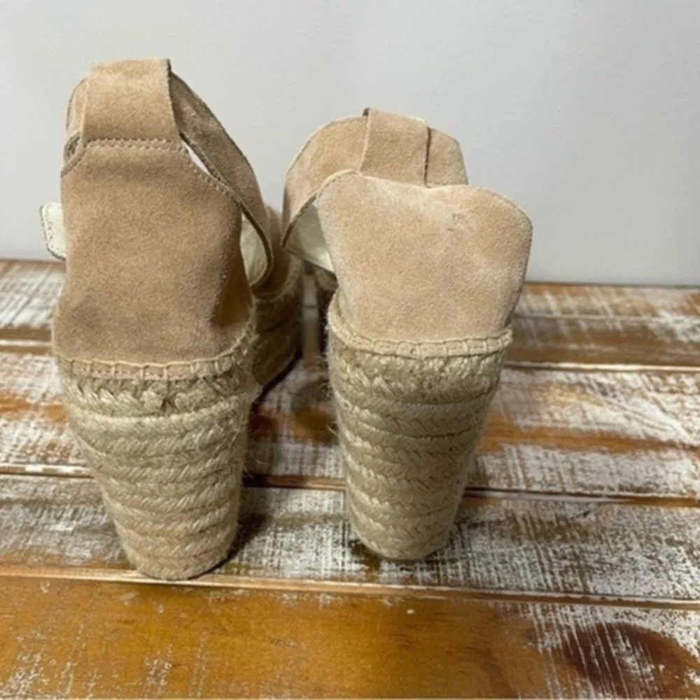 Soludos Sandals Heels Wedge Shoes Size 9.5 Color Tan
